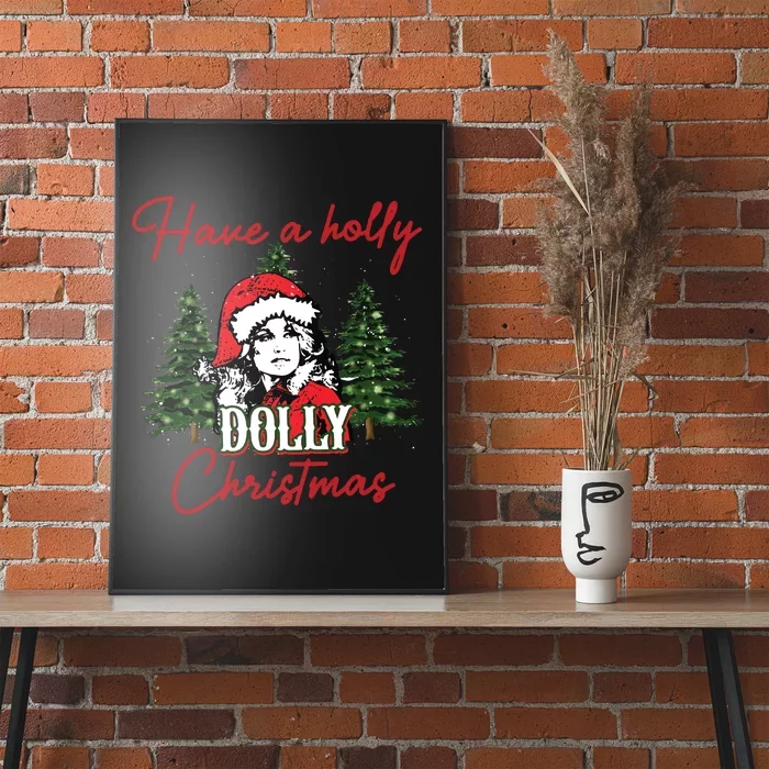 Have A Holly Dolly Christmas Retro Western Xmas Poster