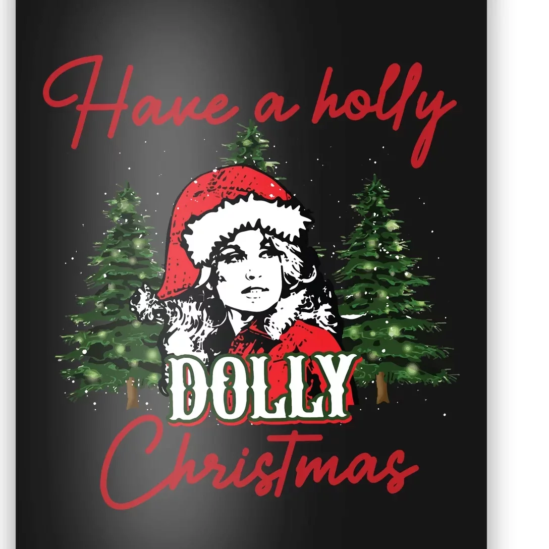 Have A Holly Dolly Christmas Retro Western Xmas Poster