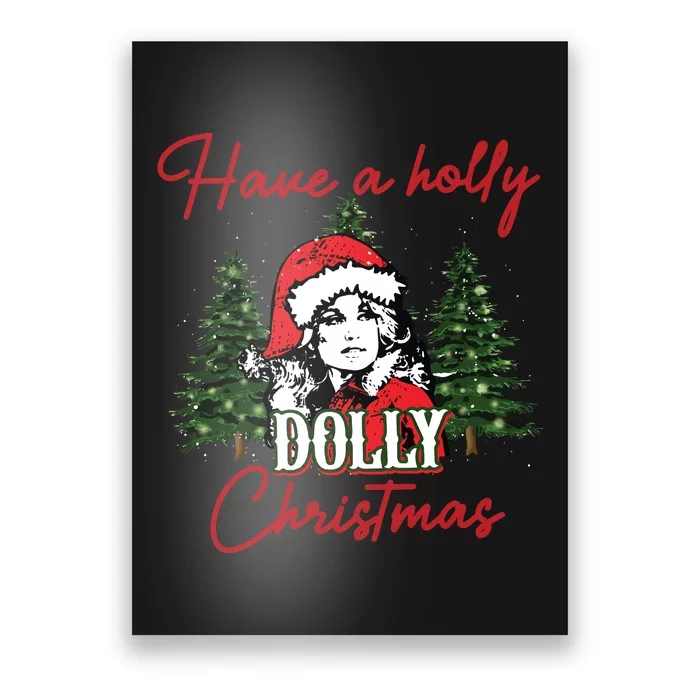 Have A Holly Dolly Christmas Retro Western Xmas Poster