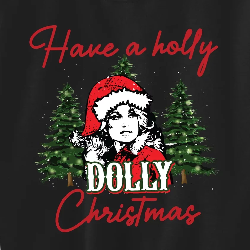 Have A Holly Dolly Christmas Retro Western Xmas Kids Sweatshirt