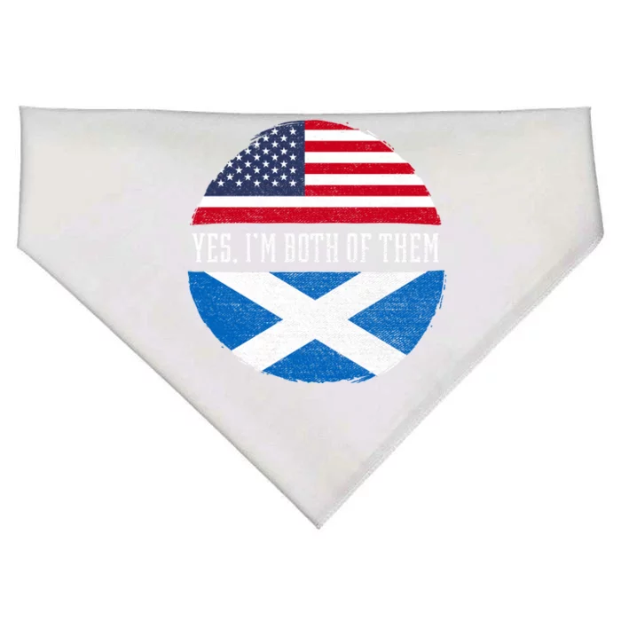 Half American Half Scottish Usa Flag Scotland Heritage Dna Funny Gift USA-Made Doggie Bandana