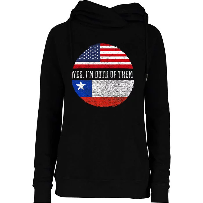 Half American Half Chilean Usa Flag Chile Heritage Dna Womens Funnel Neck Pullover Hood