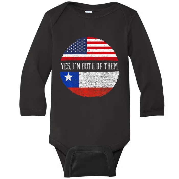 Half American Half Chilean Usa Flag Chile Heritage Dna Baby Long Sleeve Bodysuit