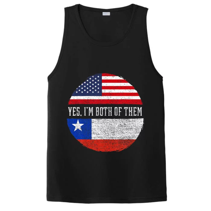 Half American Half Chilean Usa Flag Chile Heritage Dna Performance Tank