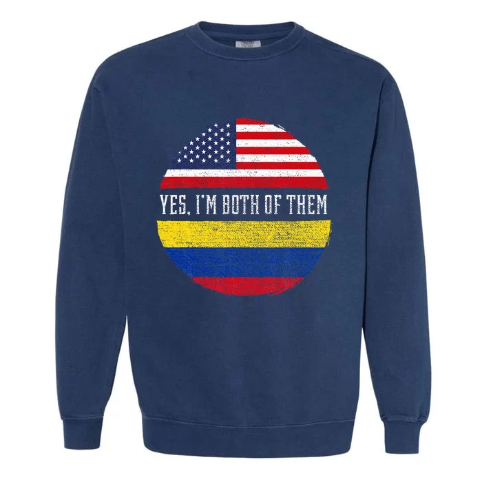 Half American Half Colombian Usa Flag Colombia Heritage Dna Garment-Dyed Sweatshirt