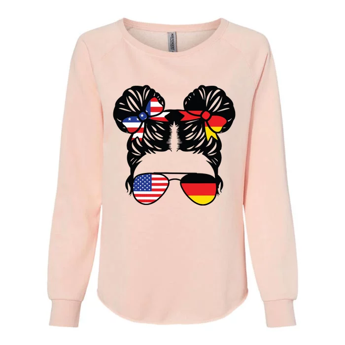 Half American Half German Girl USA Germany Flag Patriot Womens California Wash Sweatshirt