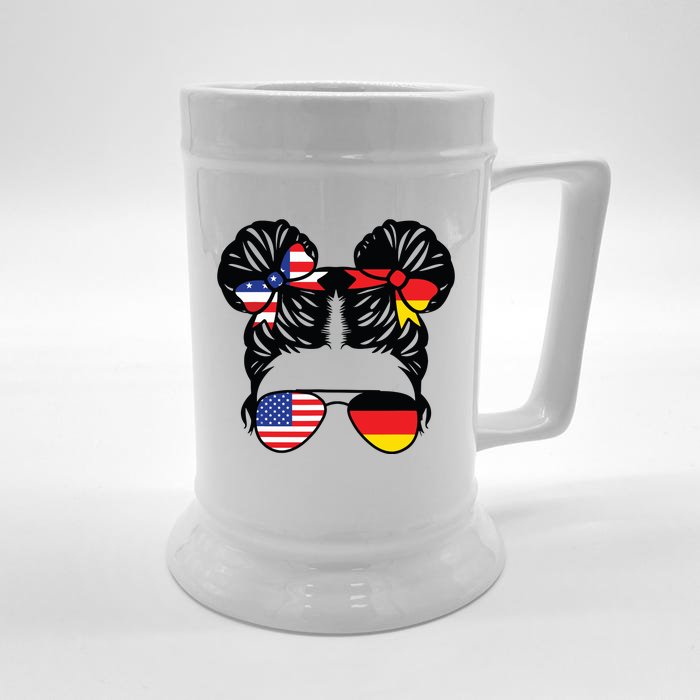 Half American Half German Girl USA Germany Flag Patriot Front & Back Beer Stein