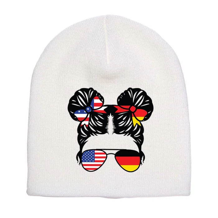 Half American Half German Girl USA Germany Flag Patriot Short Acrylic Beanie