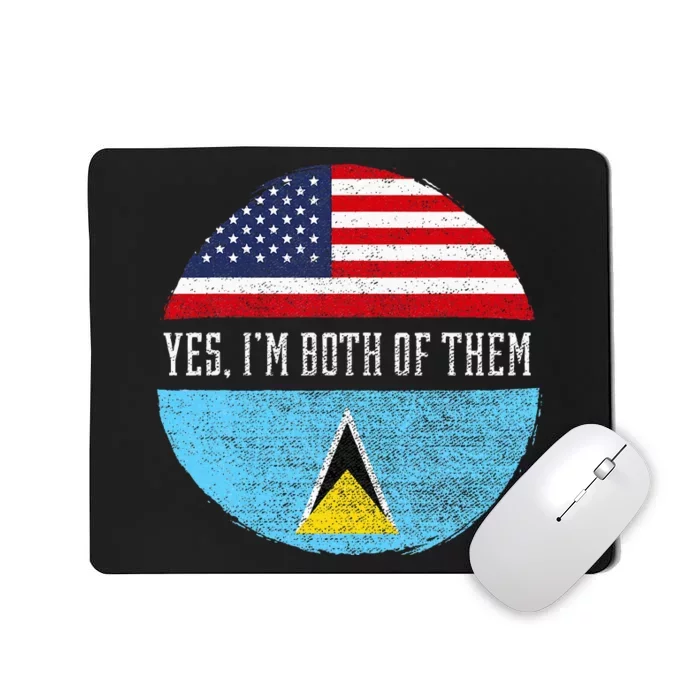 Half American Half Saint Lucian Usa Flag Saint Lucia Dna Mousepad