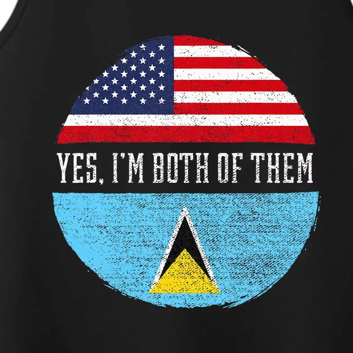 Half American Half Saint Lucian Usa Flag Saint Lucia Dna Performance Tank