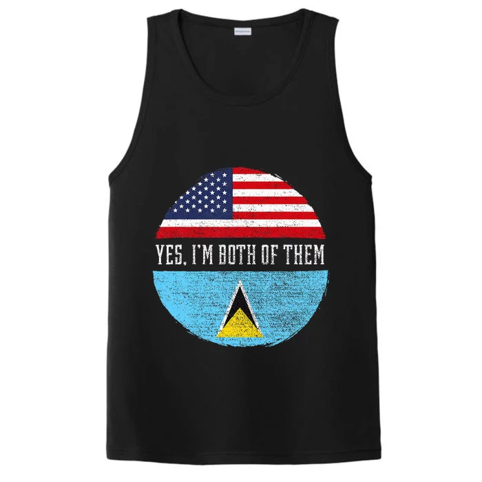 Half American Half Saint Lucian Usa Flag Saint Lucia Dna Performance Tank