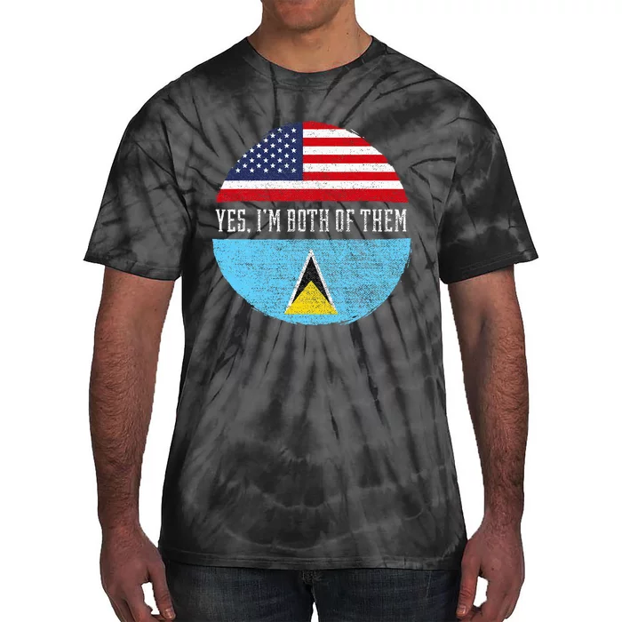 Half American Half Saint Lucian Usa Flag Saint Lucia Dna Tie-Dye T-Shirt