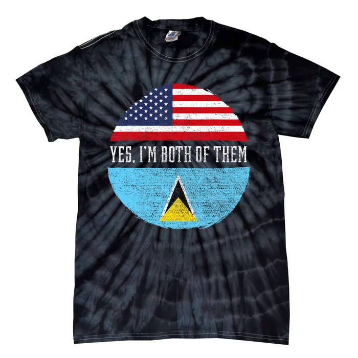 Half American Half Saint Lucian Usa Flag Saint Lucia Dna Tie-Dye T-Shirt