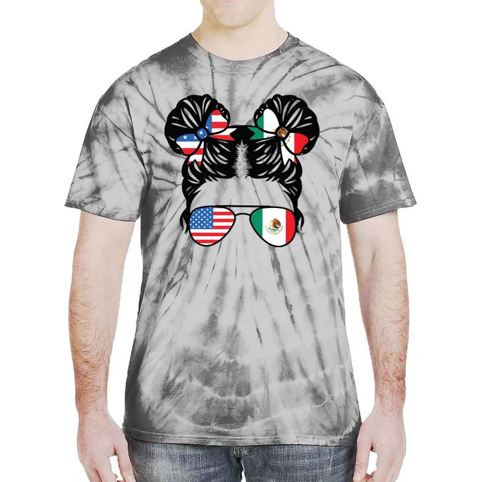 Half American Half Mexican Girl USA Mexico Flag Patriot Tie-Dye T-Shirt