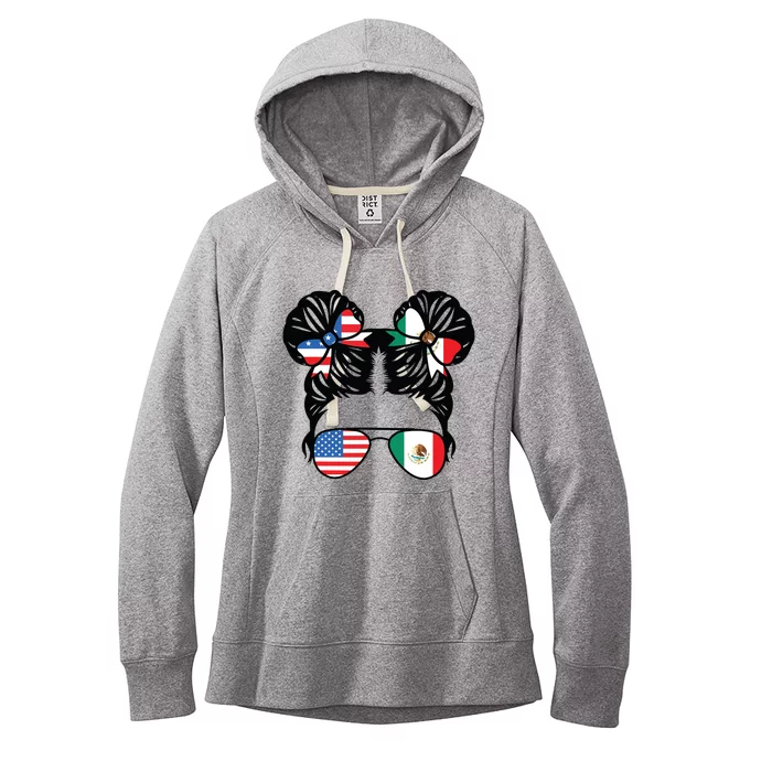 Half American Half Mexican Girl USA Mexico Flag Patriot Women's Fleece Hoodie