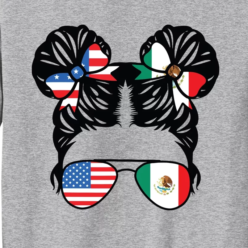 Half American Half Mexican Girl USA Mexico Flag Patriot Tall Sweatshirt