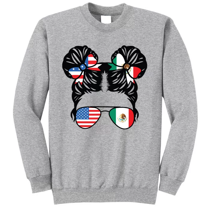 Half American Half Mexican Girl USA Mexico Flag Patriot Tall Sweatshirt