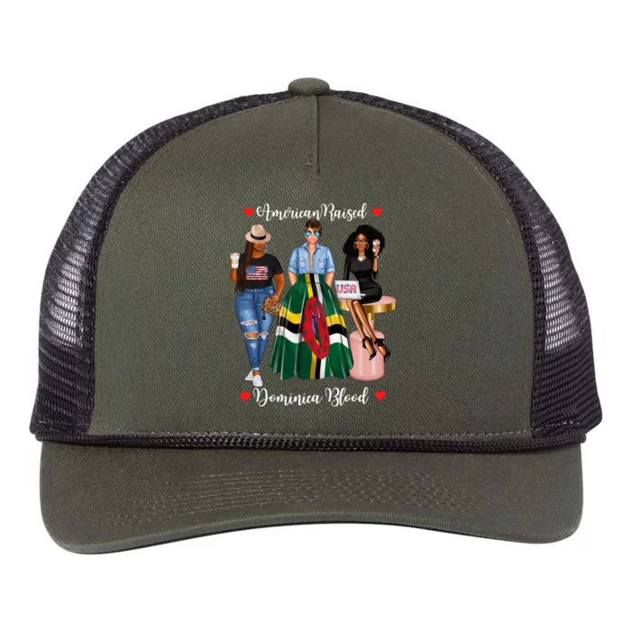 Half American Half Dominican Black Dominica Gift Retro Rope Trucker Hat Cap