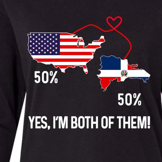 Half American Half Dominican Flag Combined Rd Usa Pride Meaningful Gift Womens Cotton Relaxed Long Sleeve T-Shirt