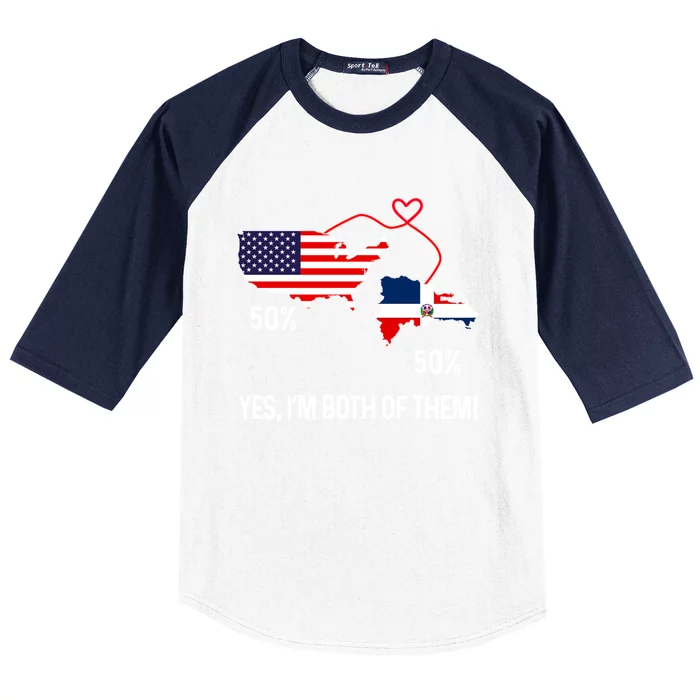 Half American Half Dominican Flag Combined Rd Usa Pride Meaningful Gift Baseball Sleeve Shirt