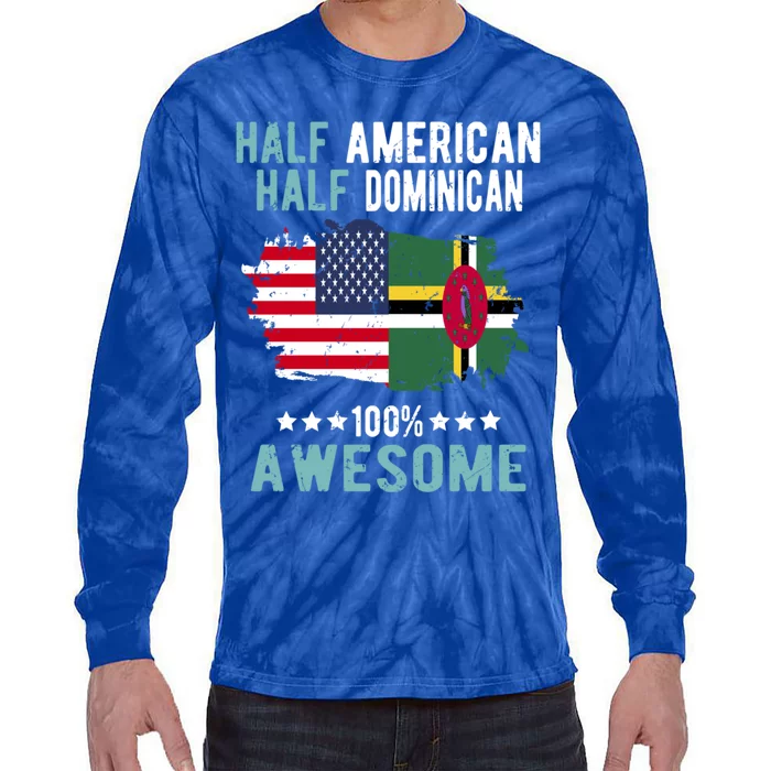 Half American Half Dominican Great Gift Tie-Dye Long Sleeve Shirt