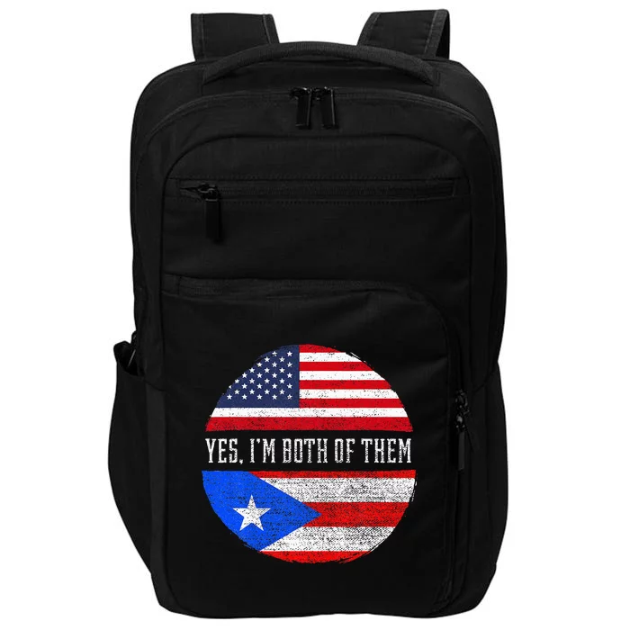 Half American Half Puerto Rican USA Flag Puerto Rico DNA Impact Tech Backpack