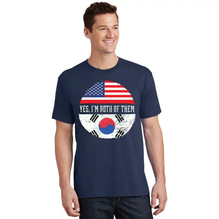 Half American Half South Korean USA Flag South Korea DNA T-Shirt