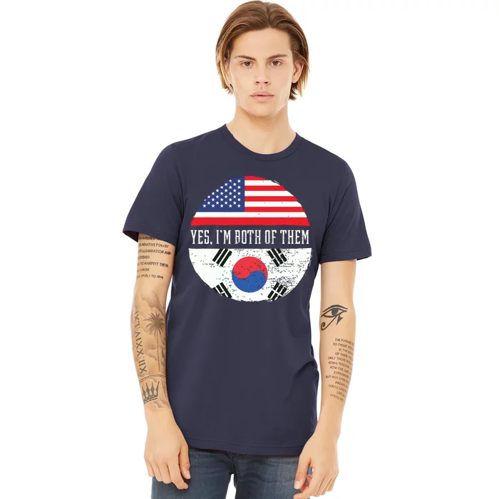 Half American Half South Korean USA Flag South Korea DNA Premium T-Shirt