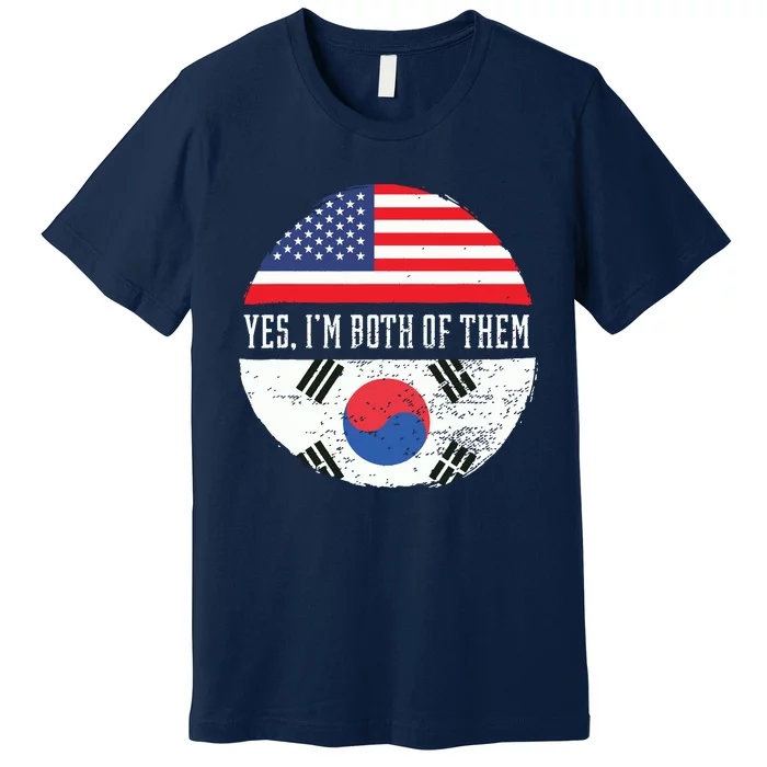 Half American Half South Korean USA Flag South Korea DNA Premium T-Shirt