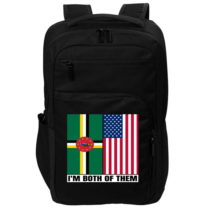 Half American Half Dominican Roots Usa Dominica Island Flag Cool Gift Impact Tech Backpack