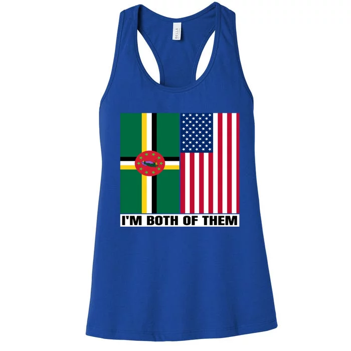 Half American Half Dominican Roots Usa Dominica Island Flag Cool Gift Women's Racerback Tank