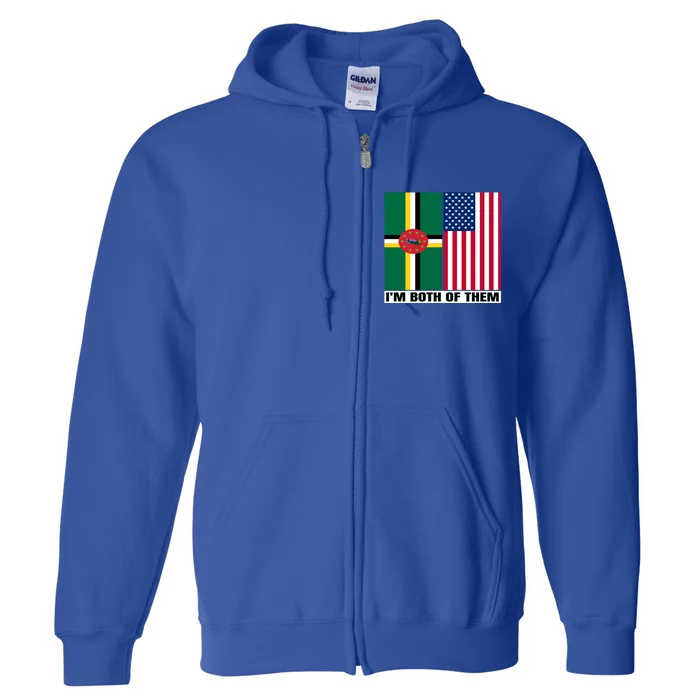 Half American Half Dominican Roots Usa Dominica Island Flag Cool Gift Full Zip Hoodie