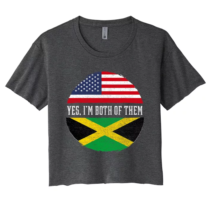 Half American Half Jamaican Usa Flag Jamaica Heritage Dna Women's Crop Top Tee