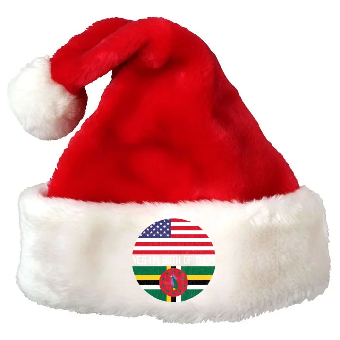 Half American Half Dominican Usa Flag Family Heritage Funny Gift Premium Christmas Santa Hat