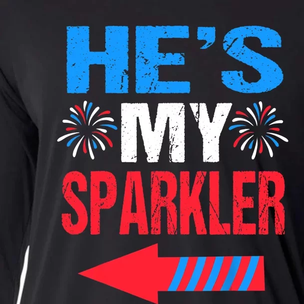 His And Hers 4th Of Julys Couples He's My Sparkler Cooling Performance Long Sleeve Crew