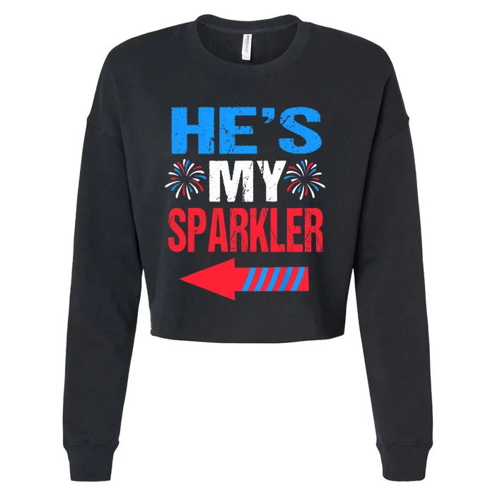 His And Hers 4th Of Julys Couples He's My Sparkler Cropped Pullover Crew