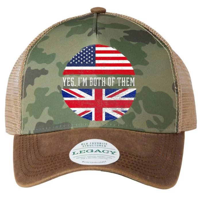 Half American Half British USA Flag United Kingdom Heritage Legacy Tie Dye Trucker Hat