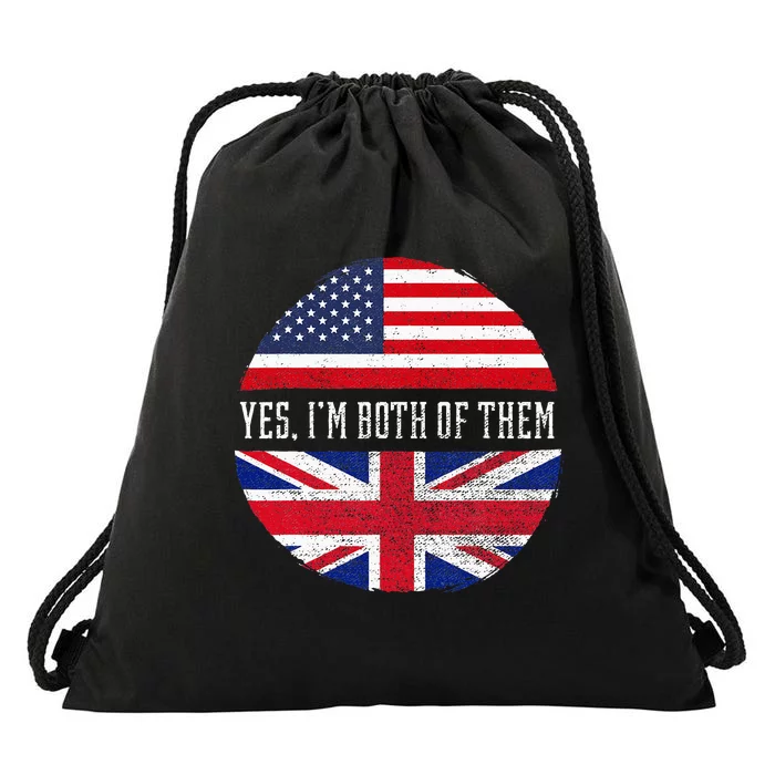 Half American Half British USA Flag United Kingdom Heritage Drawstring Bag