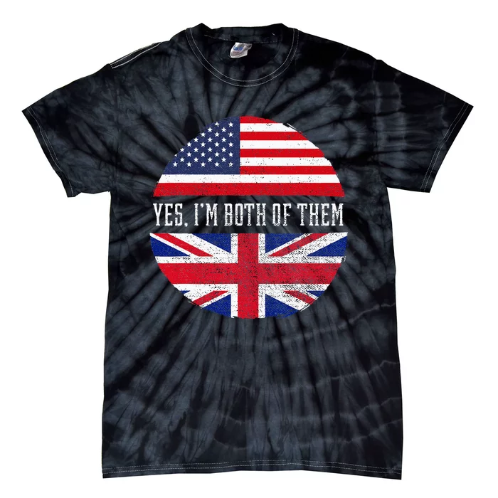 Half American Half British USA Flag United Kingdom Heritage Tie-Dye T-Shirt