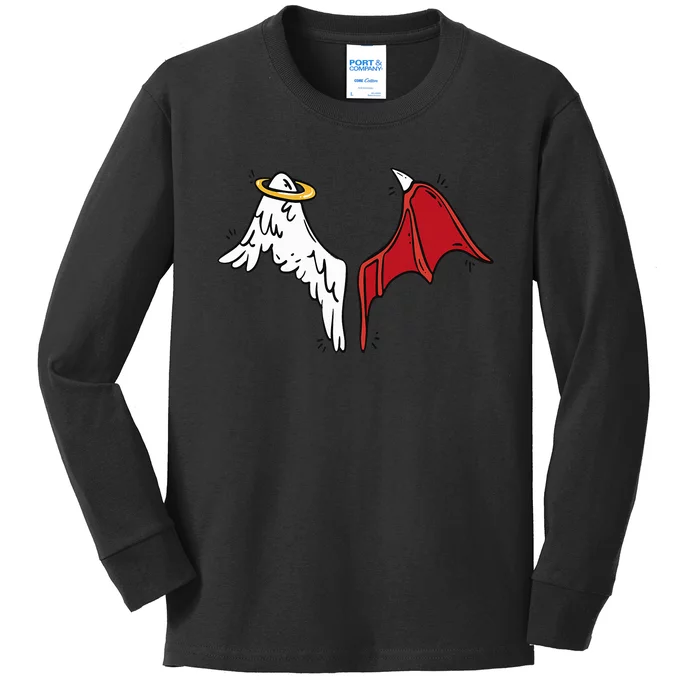 Half Angel Half Demon Wings Kids Long Sleeve Shirt