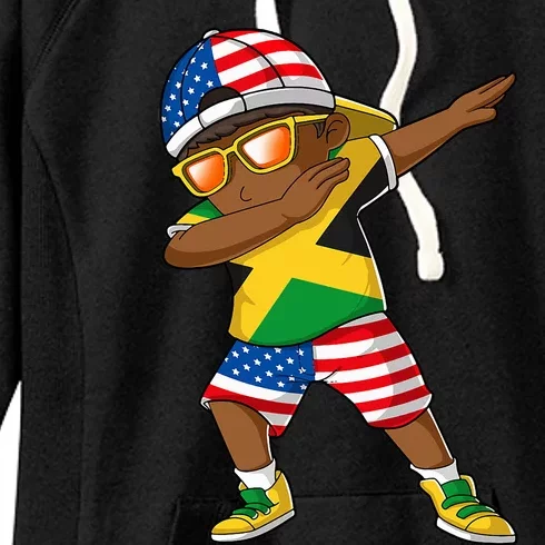 Half American Half Jamaican Jamaica Flag Patriotic Women's Fleece Hoodie