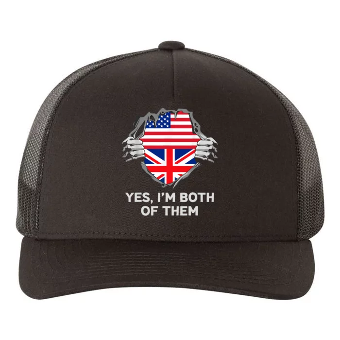 Half American Half British USA England Flag Adult Yupoong Adult 5-Panel Trucker Hat