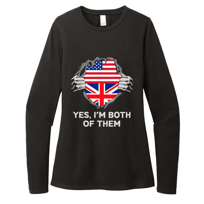 Half American Half British USA England Flag Adult Womens CVC Long Sleeve Shirt