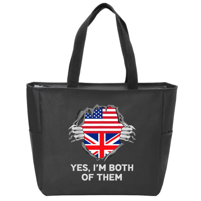 Half American Half British USA England Flag Adult Zip Tote Bag