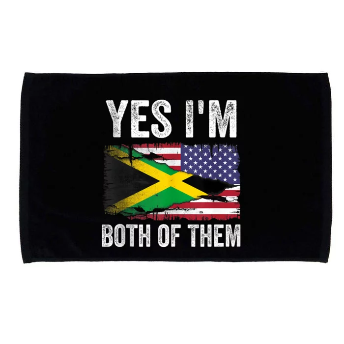 Half American Half Jamaican Usa Flag Jamaica Heritage Dna Microfiber Hand Towel