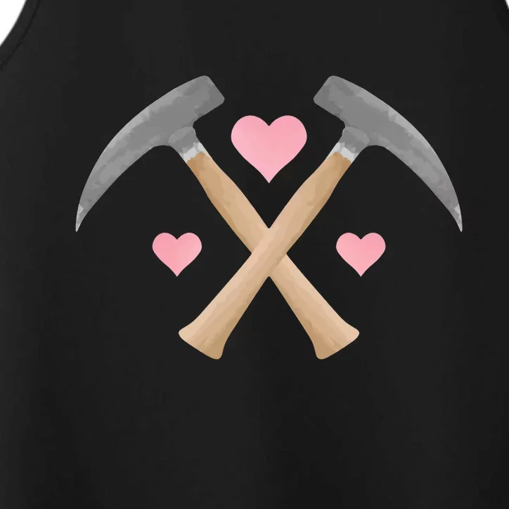 Hearts And Hammers Valentines Day Performance Tank