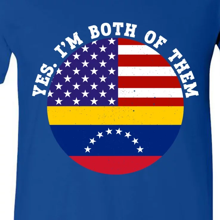 Half American Half Venezuela Usa Flag Patriotic Gift V-Neck T-Shirt