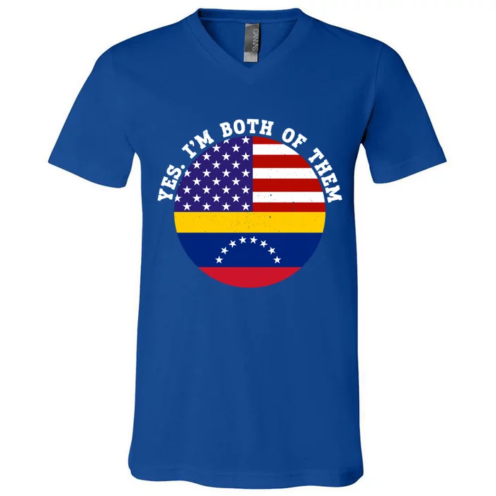 Half American Half Venezuela Usa Flag Patriotic Gift V-Neck T-Shirt