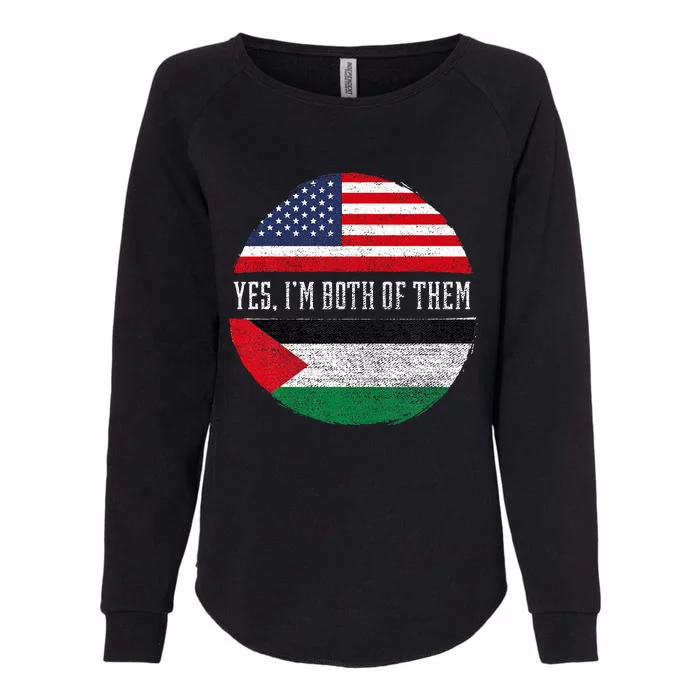 Half American Half Palestinian USA Flag Palestine Heritage Womens California Wash Sweatshirt