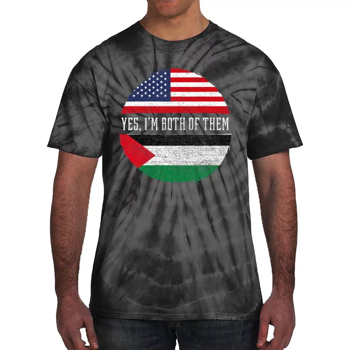 Half American Half Palestinian USA Flag Palestine Heritage Tie-Dye T-Shirt